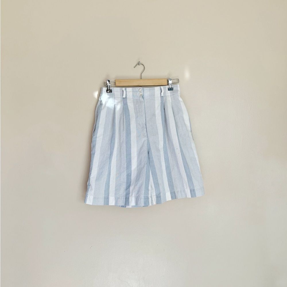 SALE! Blue Vintage Talbots Striped Pleated High Waisted Shorts Vintage 10 VGUC